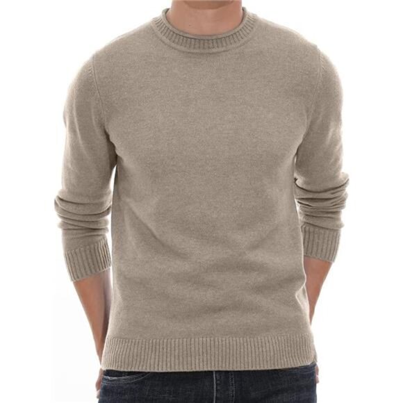 Men's Crewneck Sweater Soft Casual for Classic Pullover with Ribbing Edge - Picture 1 of 7